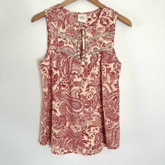 Knox Rose Tops - Knox Rose women’s S peasant boho sleeveless Red & Off white blouse